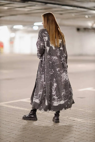 World grey knit cardigan, cozy everyday layer with an urban edge